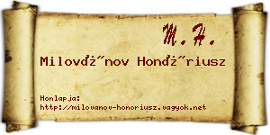 Milovánov Honóriusz névjegykártya